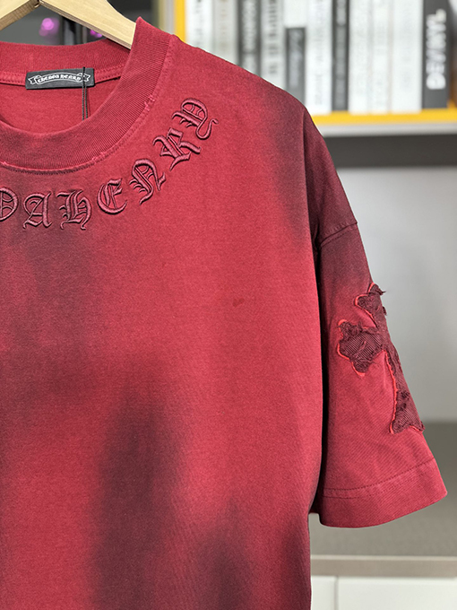 クロムハーツコピー新しい十字布いスプレー半袖Tシャツ