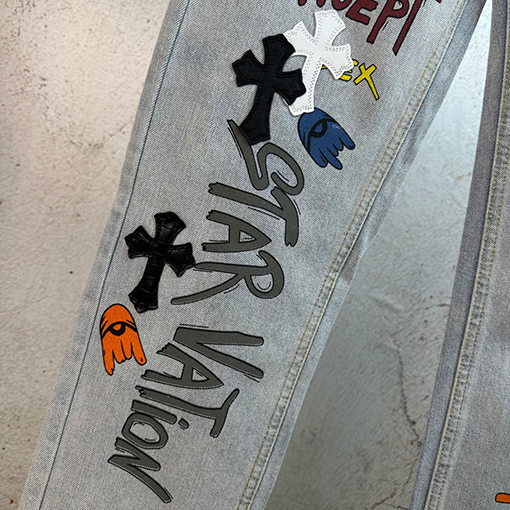 クロムハーツCH落書きクロコダイルジーンズ