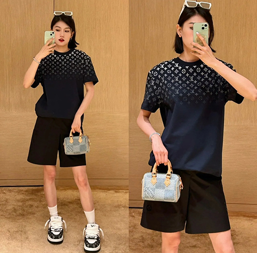 ルイヴィトングラデーションプリント半袖Tシャツ