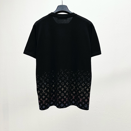 ルイヴィトンスーパーコピーグラデーションダイヤモンドニット半袖Tシャツ