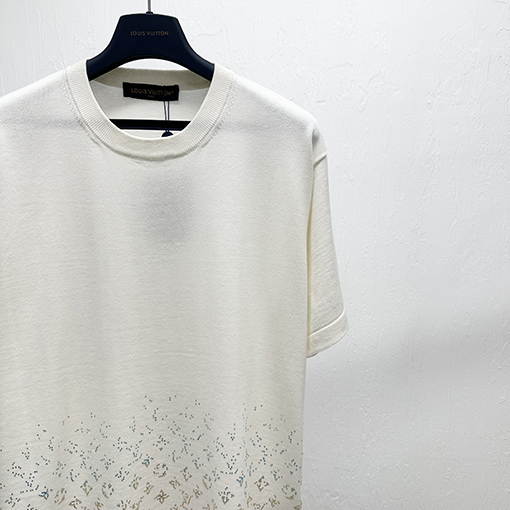 ルイヴィトンスーパーコピーグラデーションダイヤモンドニット半袖Tシャツ