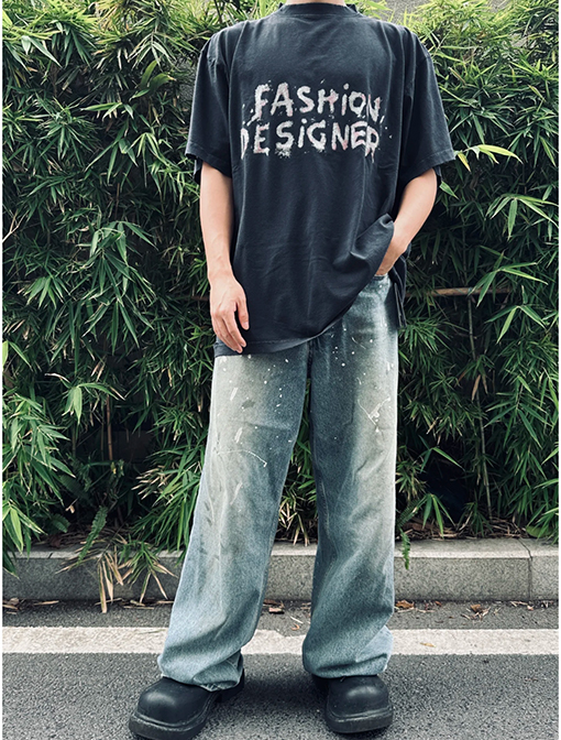 バレンシアガスーパーコピープリント破れ半袖Tシャツ