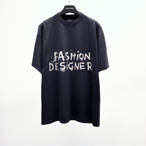 バレンシアガスーパーコピープリント破れ半袖Tシャツ