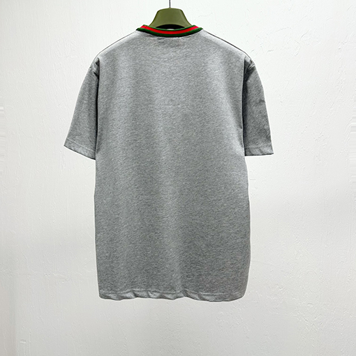 グッチコントラストリブパッチ刺繍半袖Tシャツ