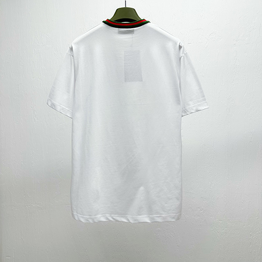 グッチコントラストリブパッチ刺繍半袖Tシャツ