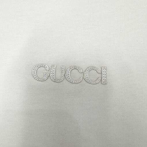 グッチコントラストリブパッチ刺繍半袖Tシャツ