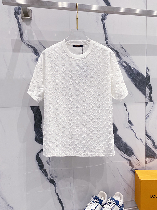 ルイヴィトンロゴダークジャカードロゴ半袖Tシャツ