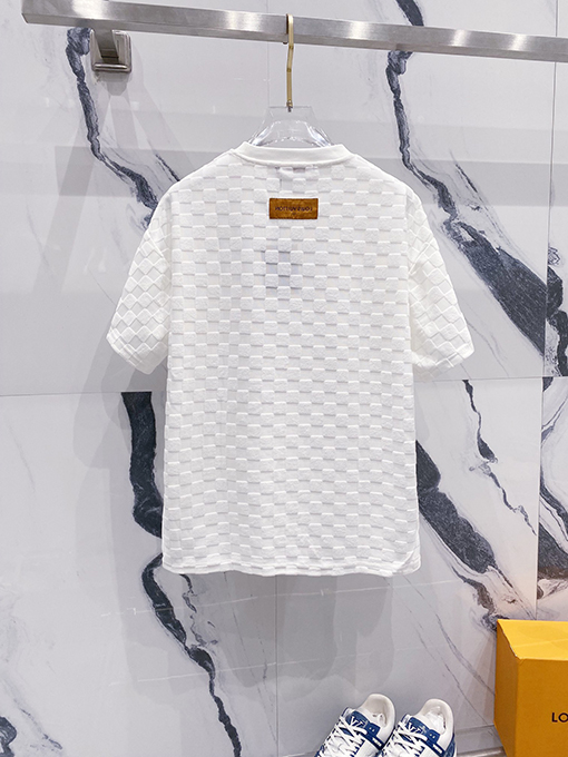 ルイヴィトンスーパーコピーチェック柄の刺繍入りタオルロゴ半袖Tシャツ