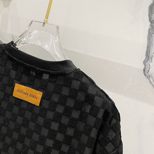 ルイヴィトンスーパーコピーチェック柄の刺繍入りタオルロゴ半袖Tシャツ