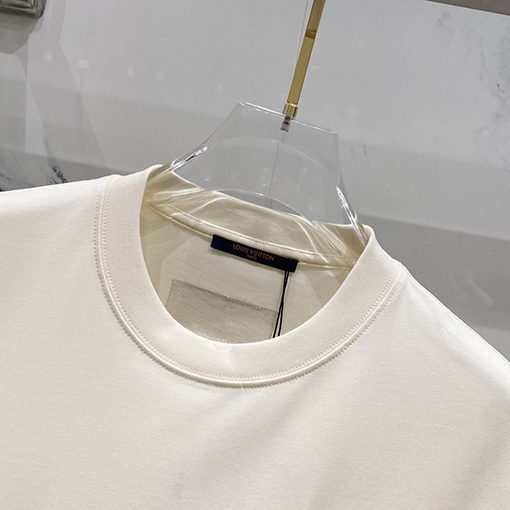 ルイヴィトンチェック柄ポケットアルファベットロゴデザインロゴ半袖Tシャツ