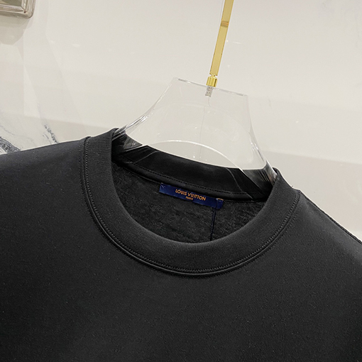 ルイヴィトンチェック柄ポケットアルファベットロゴデザインロゴ半袖Tシャツ