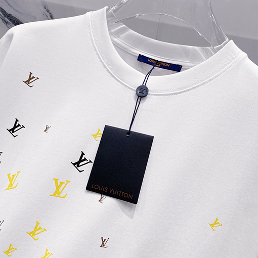 ルイヴィトンフルサイズの小さな文字LV英語プリントロゴロゴ半袖Tシャツ
