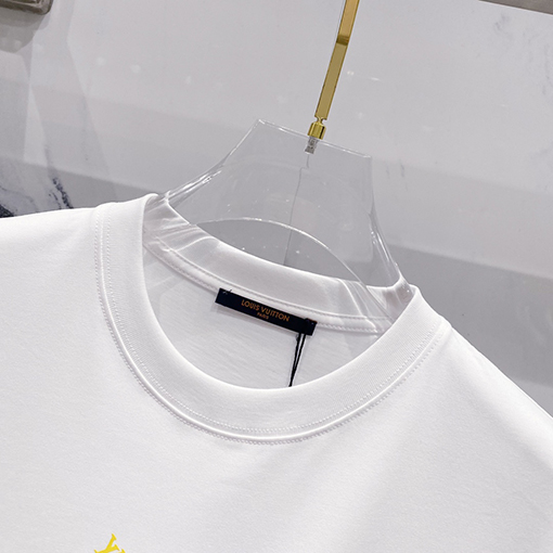 ルイヴィトンフルサイズの小さな文字LV英語プリントロゴロゴ半袖Tシャツ