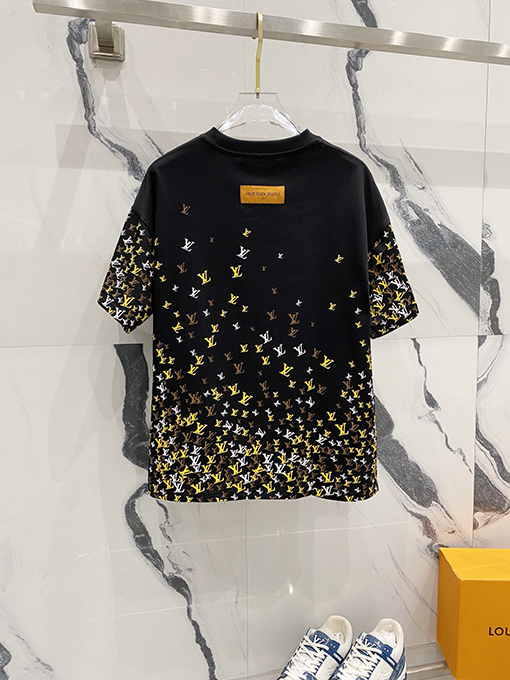 ルイヴィトンフルサイズの小さな文字LV英語プリントロゴロゴ半袖Tシャツ