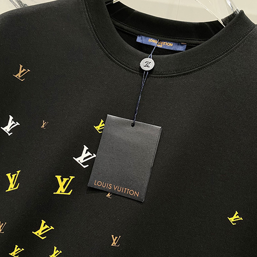 ルイヴィトンフルサイズの小さな文字LV英語プリントロゴロゴ半袖Tシャツ