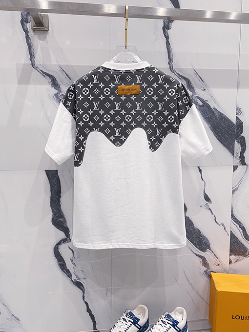ルイヴィトンハーフプリントアルファベットロゴステッチデザインロゴ半袖Tシャツ