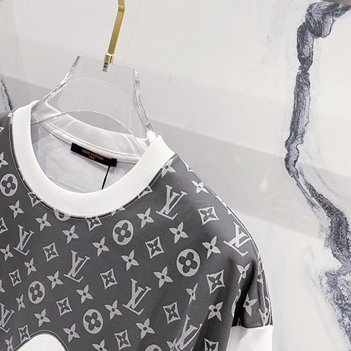 ルイヴィトンハーフプリントアルファベットロゴステッチデザインロゴ半袖Tシャツ