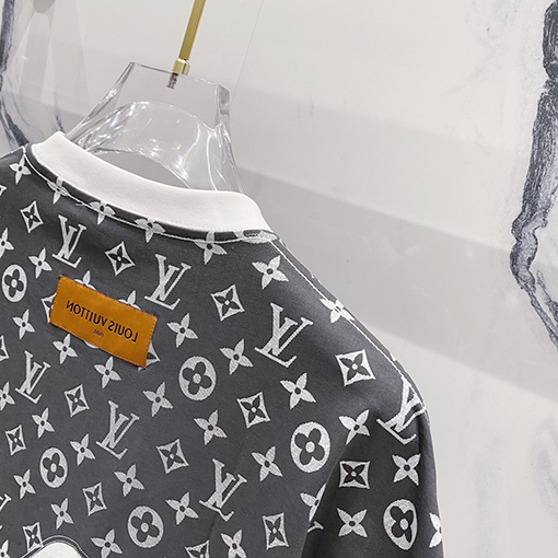 ルイヴィトンハーフプリントアルファベットロゴステッチデザインロゴ半袖Tシャツ