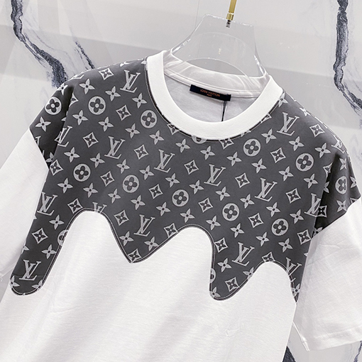 ルイヴィトンハーフプリントアルファベットロゴステッチデザインロゴ半袖Tシャツ