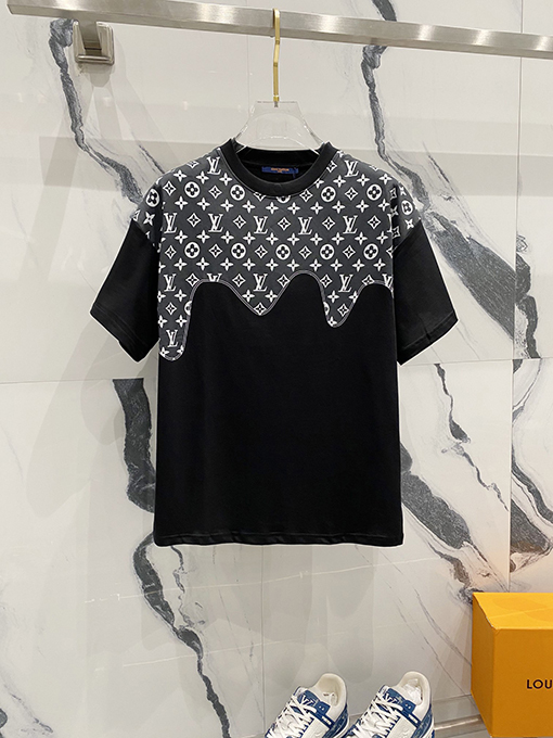 ルイヴィトンハーフプリントアルファベットロゴステッチデザインロゴ半袖Tシャツ