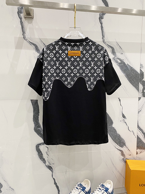ルイヴィトンハーフプリントアルファベットロゴステッチデザインロゴ半袖Tシャツ