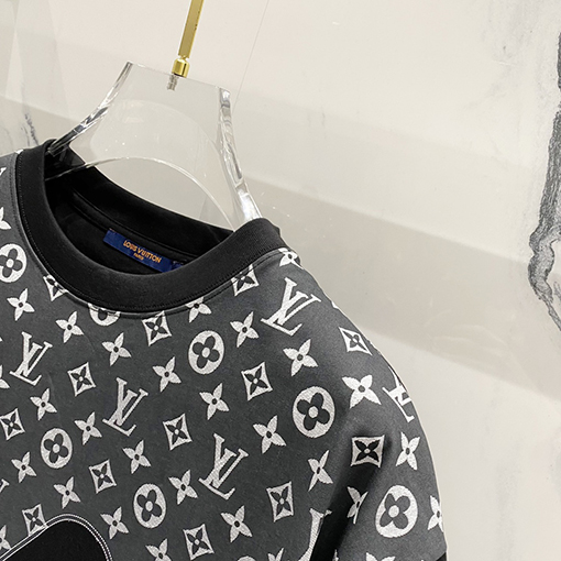 ルイヴィトンハーフプリントアルファベットロゴステッチデザインロゴ半袖Tシャツ