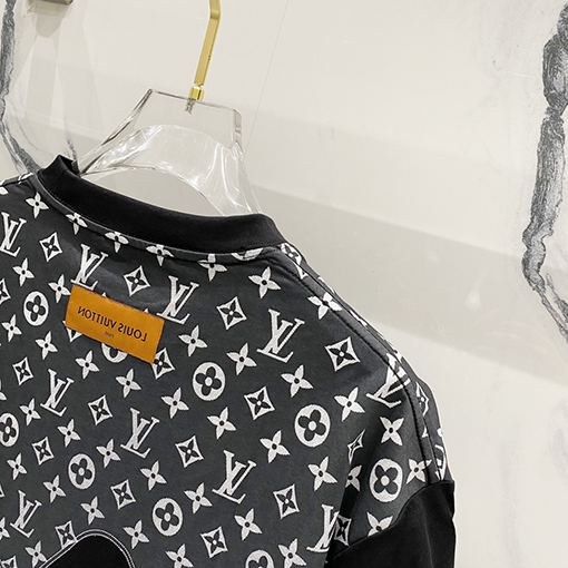 ルイヴィトンハーフプリントアルファベットロゴステッチデザインロゴ半袖Tシャツ
