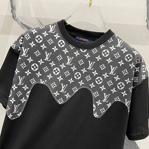 ルイヴィトンハーフプリントアルファベットロゴステッチデザインロゴ半袖Tシャツ