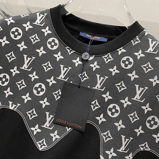 ルイヴィトンハーフプリントアルファベットロゴステッチデザインロゴ半袖Tシャツ