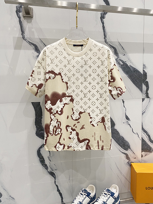 ルイヴィトンフルプリント文字レンダリングプリントロゴ半袖Tシャツ