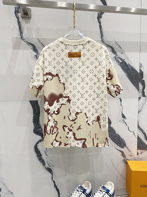 ルイヴィトンフルプリント文字レンダリングプリントロゴ半袖Tシャツ