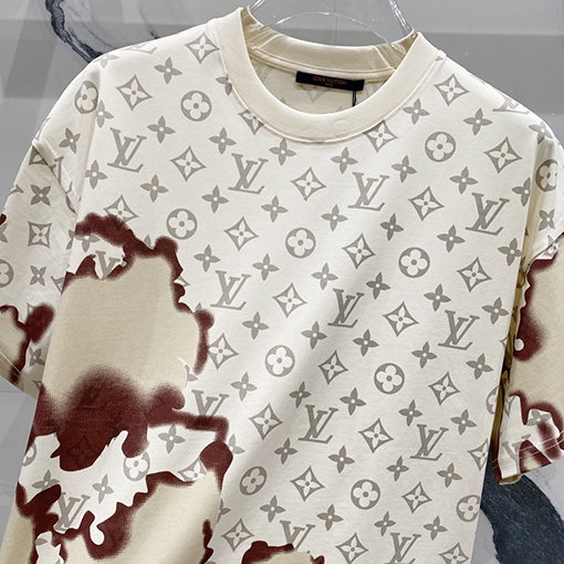 ルイヴィトンフルプリント文字レンダリングプリントロゴ半袖Tシャツ