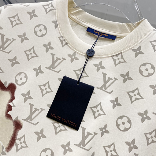 ルイヴィトンフルプリント文字レンダリングプリントロゴ半袖Tシャツ