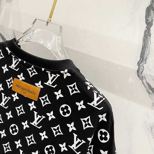 ルイヴィトンフルプリント文字レンダリングプリントロゴ半袖Tシャツ