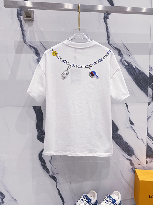 ルイヴィトンヴィンテージクリエイティブネックレスアルファベット半袖Tシャツ