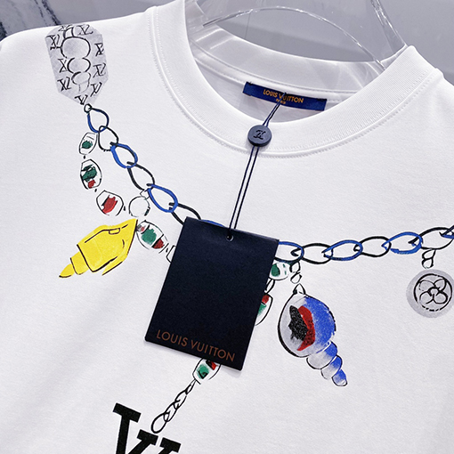 ルイヴィトンヴィンテージクリエイティブネックレスアルファベット半袖Tシャツ