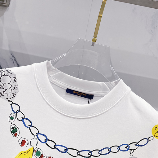 ルイヴィトンヴィンテージクリエイティブネックレスアルファベット半袖Tシャツ