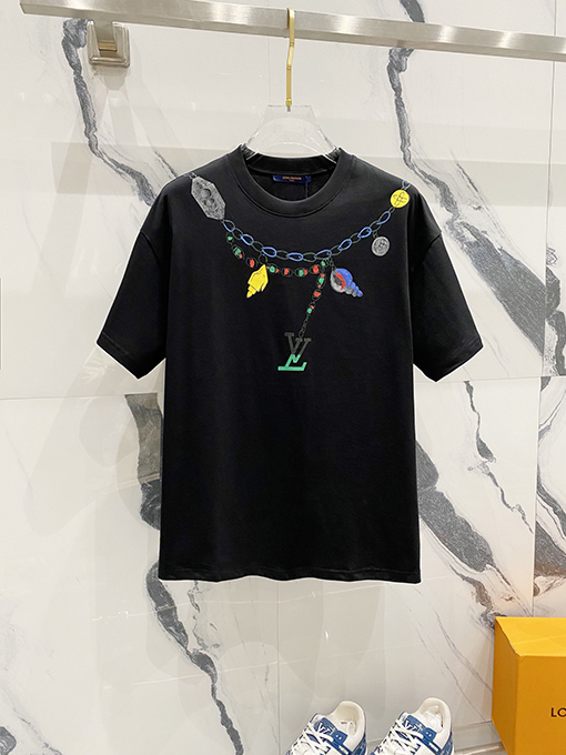 ルイヴィトンヴィンテージクリエイティブネックレスアルファベット半袖Tシャツ