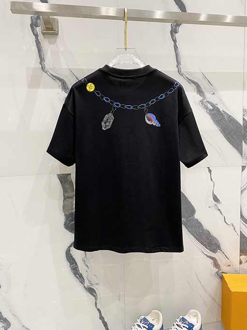 ルイヴィトンヴィンテージクリエイティブネックレスアルファベット半袖Tシャツ