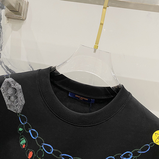 ルイヴィトンヴィンテージクリエイティブネックレスアルファベット半袖Tシャツ