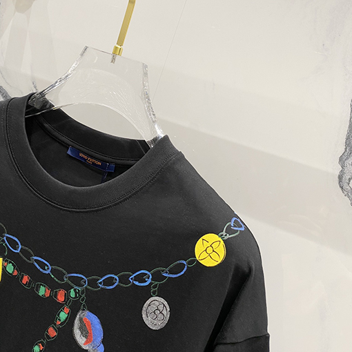 ルイヴィトンヴィンテージクリエイティブネックレスアルファベット半袖Tシャツ