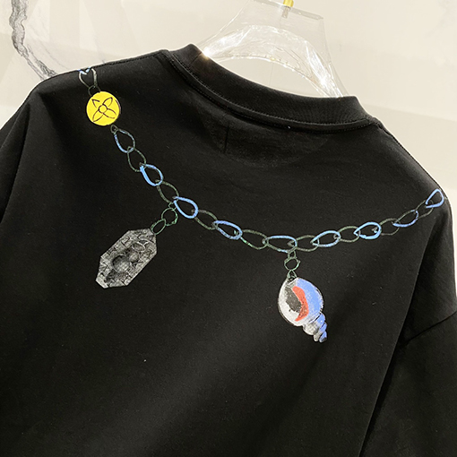 ルイヴィトンヴィンテージクリエイティブネックレスアルファベット半袖Tシャツ