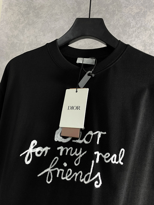 ディオール新しいシリーズfriendタオル刺繍ラウンドネック半袖Tシャツ