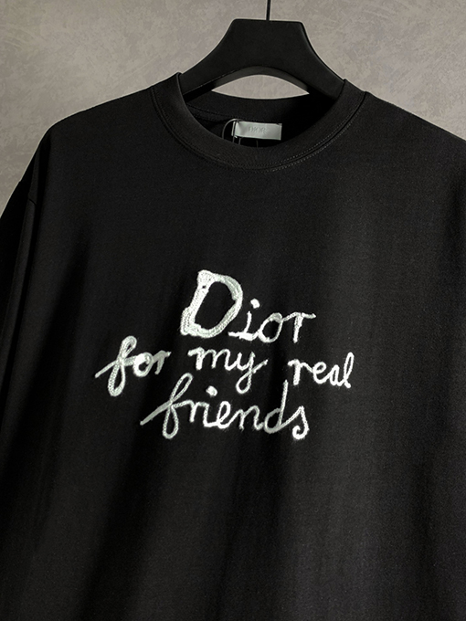 ディオール新しいシリーズfriendタオル刺繍ラウンドネック半袖Tシャツ