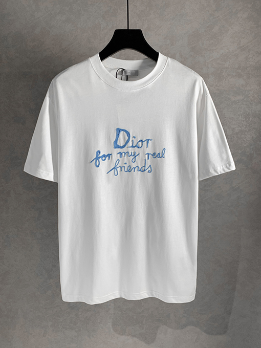 ディオール新しいシリーズfriendタオル刺繍ラウンドネック半袖Tシャツ