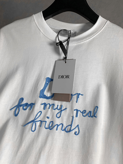 ディオール新しいシリーズfriendタオル刺繍ラウンドネック半袖Tシャツ