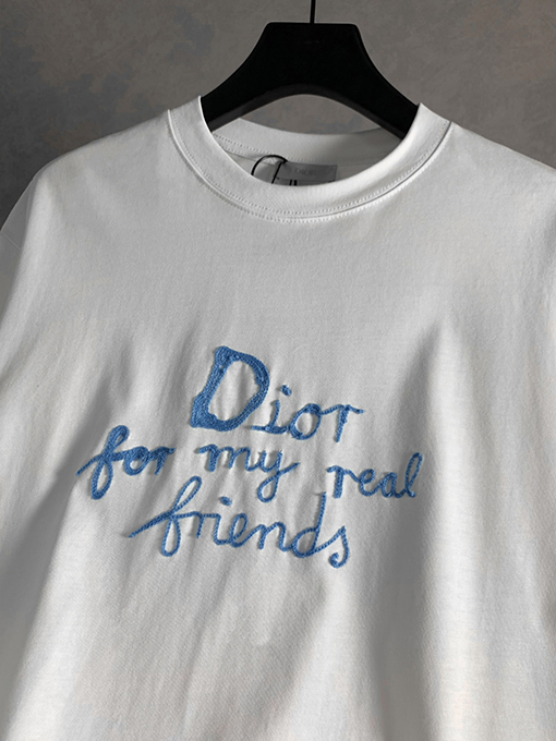 ディオール新しいシリーズfriendタオル刺繍ラウンドネック半袖Tシャツ