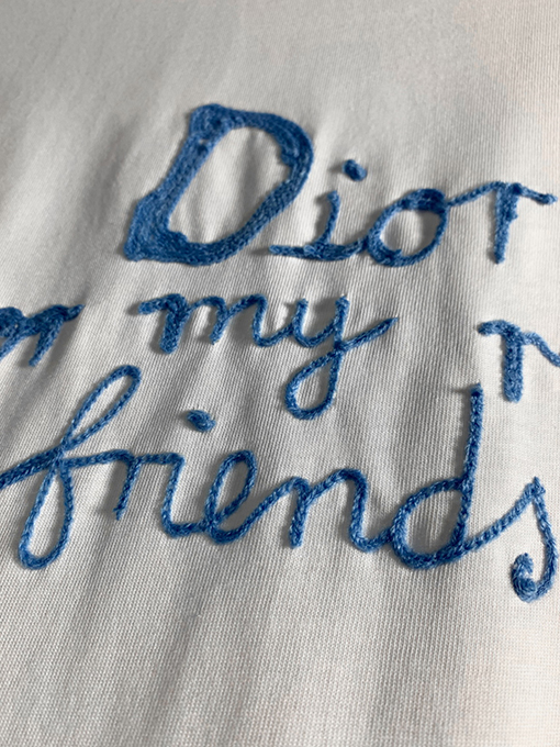 ディオール新しいシリーズfriendタオル刺繍ラウンドネック半袖Tシャツ