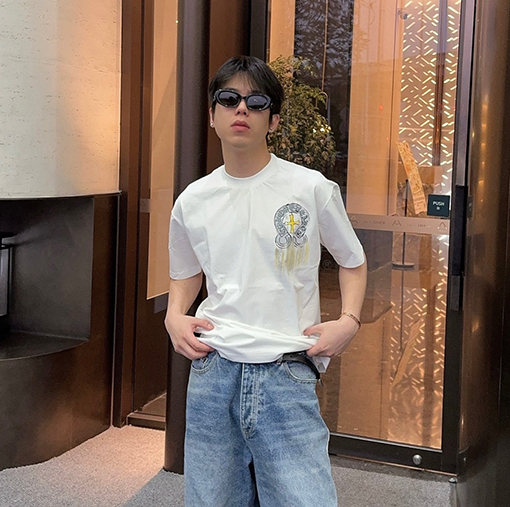 クロムハーツコピー落書きサンスクリットクルーネック半袖Tシャツ