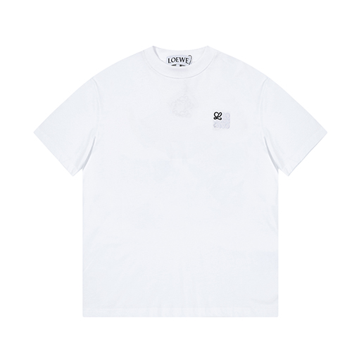ロエベ新しい胸の刺繍ロゴ半袖Tシャツ